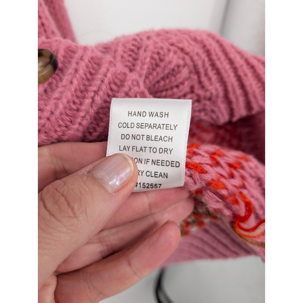 Bailey Rose Chunky Cardigan Women S/M Pink Cowboy Boot Knit Oversized Western - Picture 6 of 7